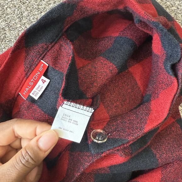 Vtg Halston Wool Midi Skirt Sz 4 Red Tartan Plaid Scotch A Line Pleated New - Picture 6 of 7